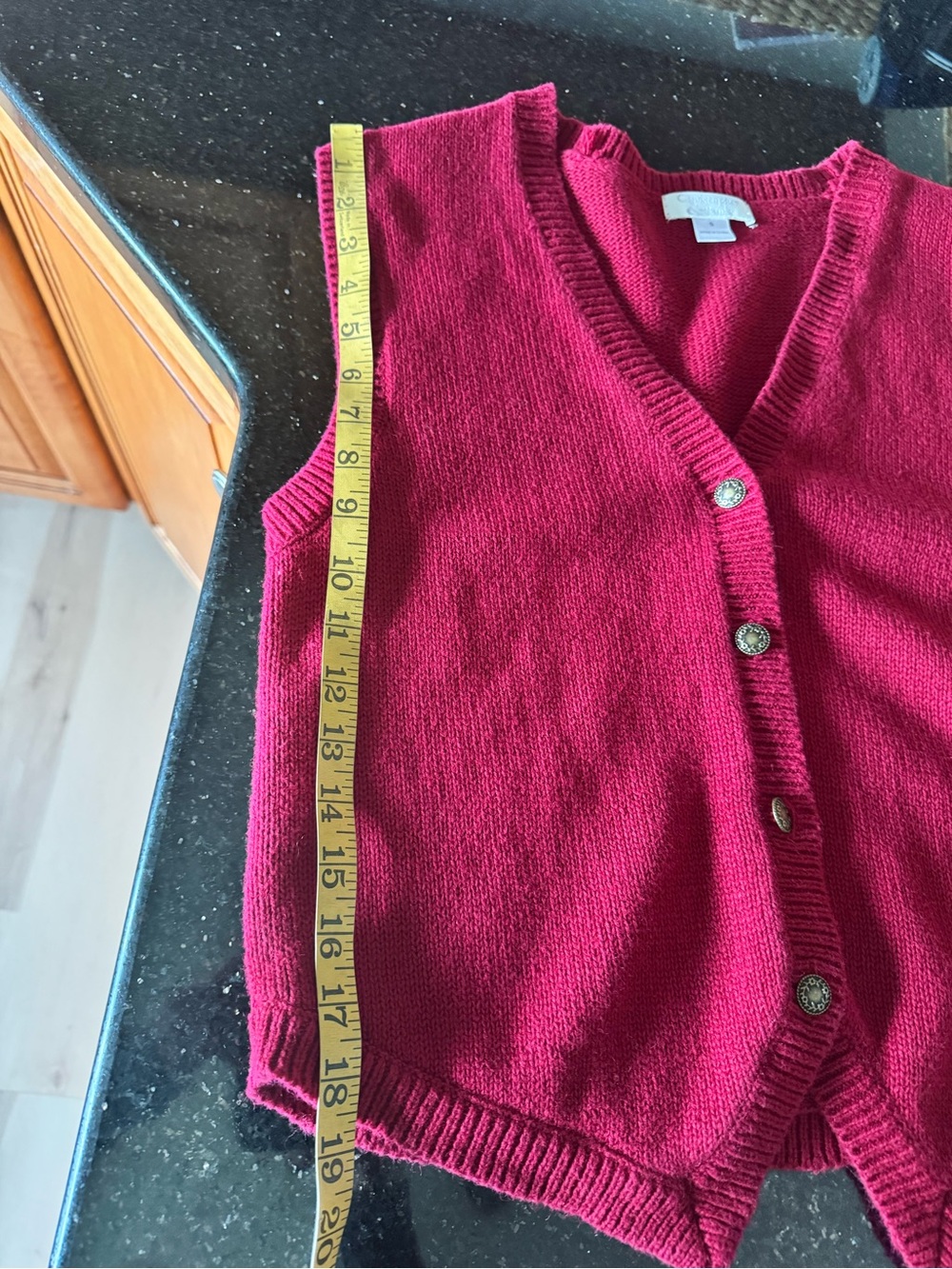 Vtg! C&B V-Neck Red Button Front Women's Sweater Vest - Picture 7 of 8